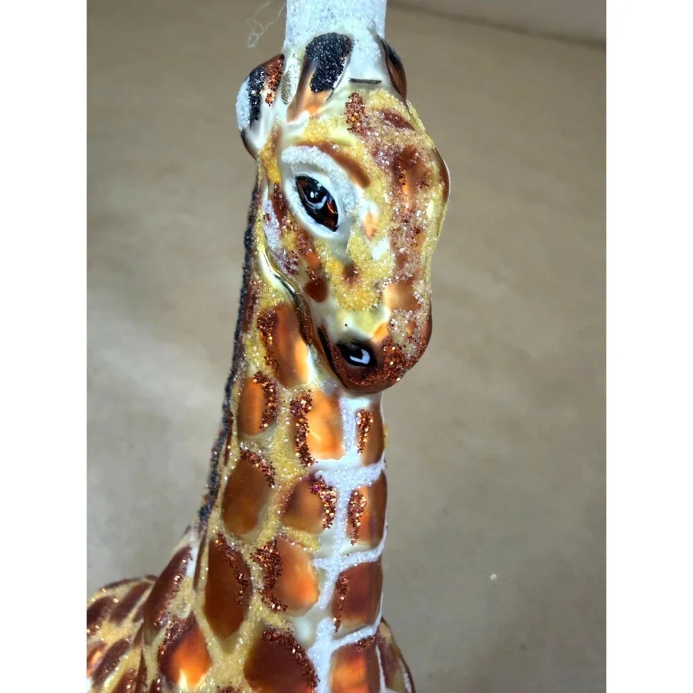 Vintage Slavic Treasures Glass Giraffe Christmas Ornament Poland Handmade 2001